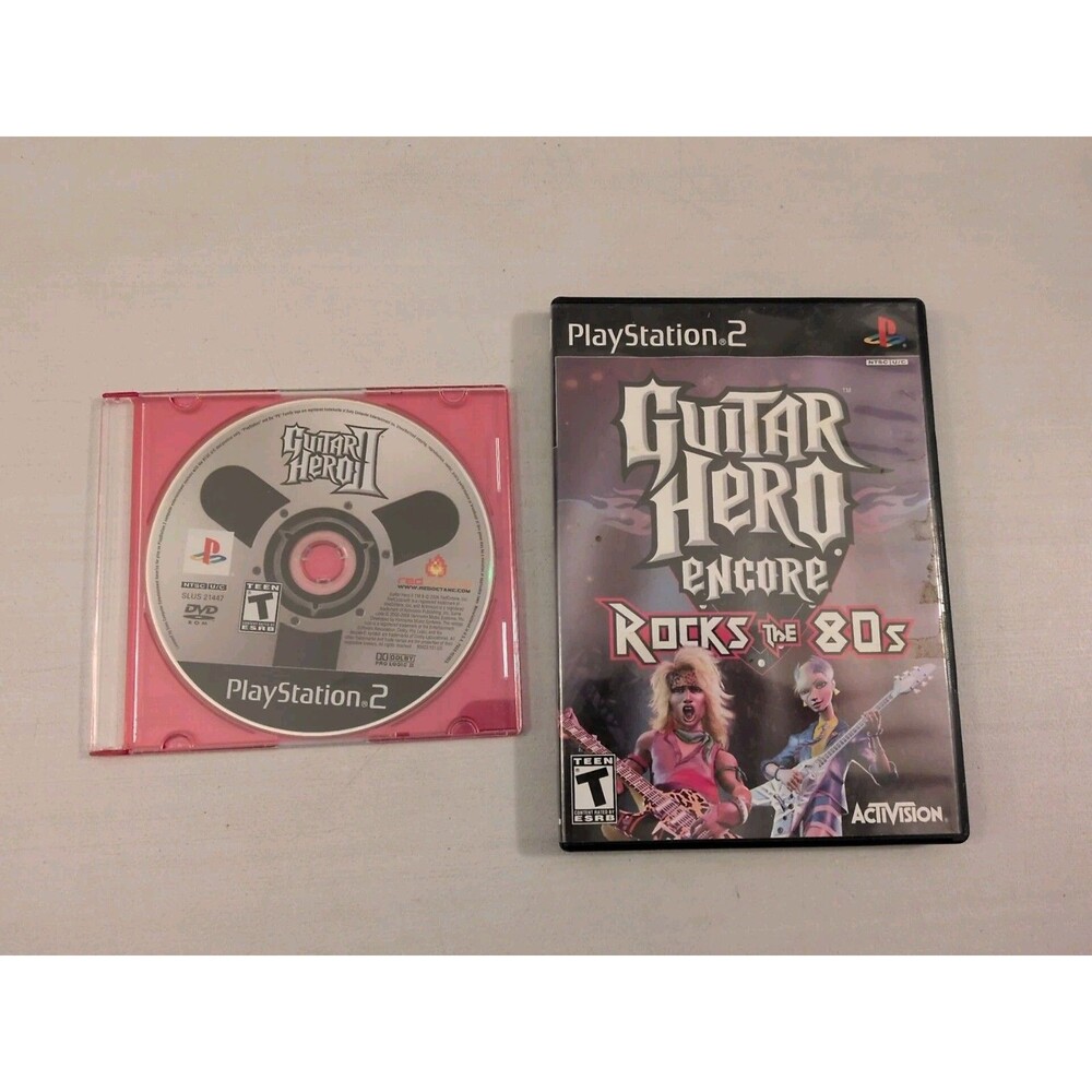 Guitar Hero Encore: Rocks the 80s & Guitar Hero 2 Lot PlayStation 2 PS2 Tested
